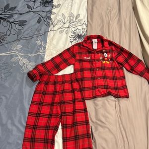 Boys Mickey flannel PJ set personalized with “Chase”